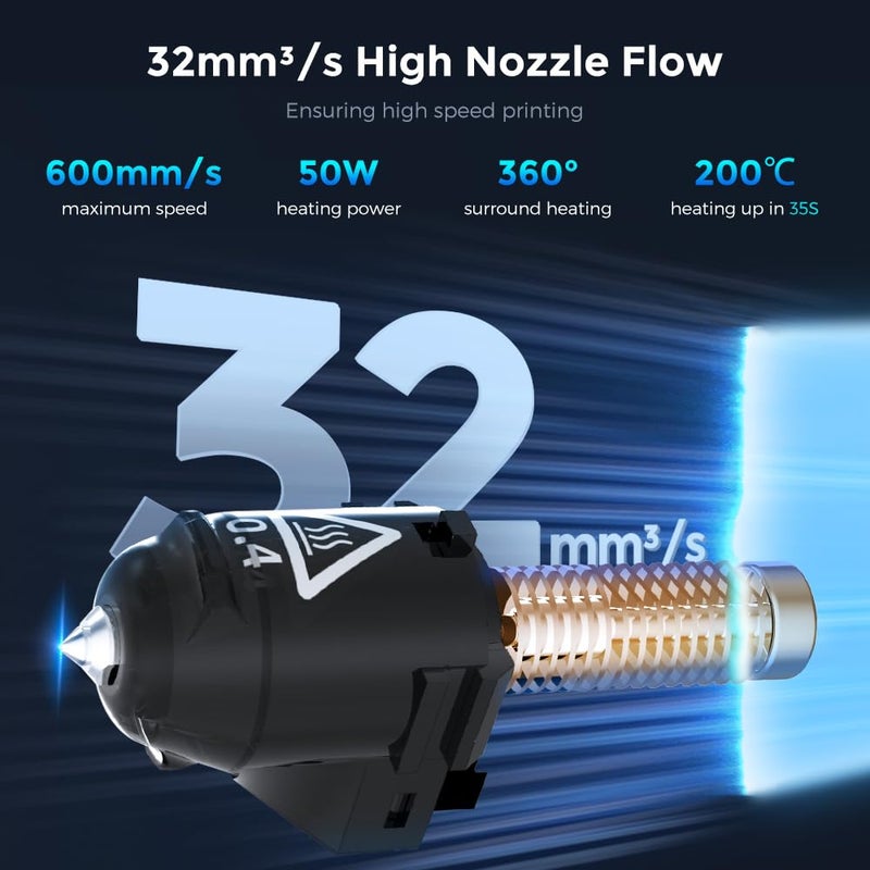 FLASHFORGE Adventurer 5M Nozzle Assembly, 32mm³/s High Flow, 35S Fast-Heat 200℃, 3S Quick-Release 3D Printer Copper Steel Nozzle Parts for AD5M/ AD5M Pro (0.4mm) - Image 2